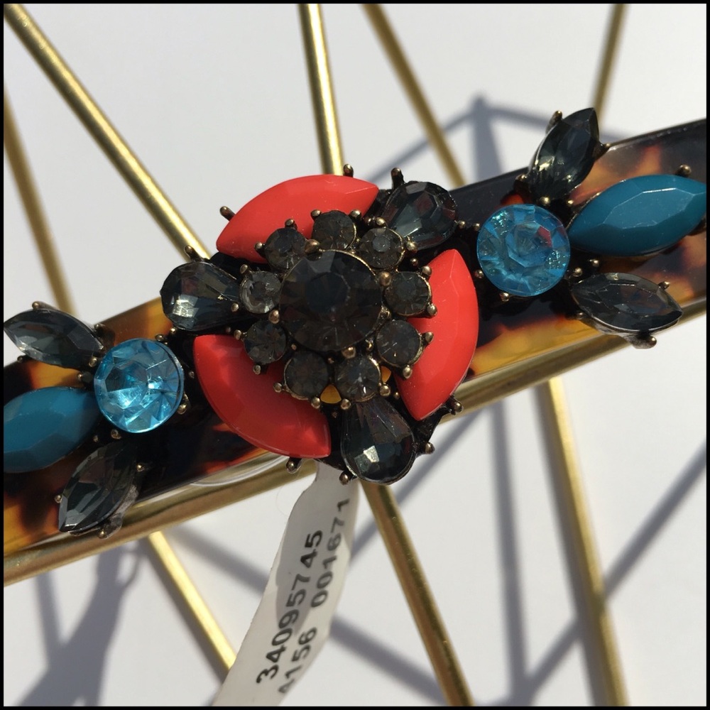 Anthropologie Tortoise French Clip With Crystals Barrette